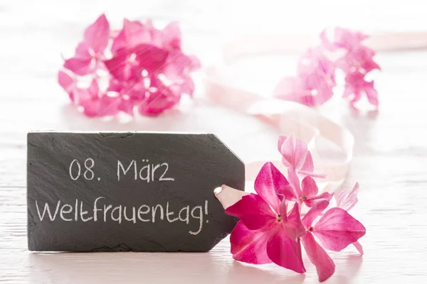 Hortensienblüte, Weltfrauentag heißt internationaler Frauentag — Stockfoto