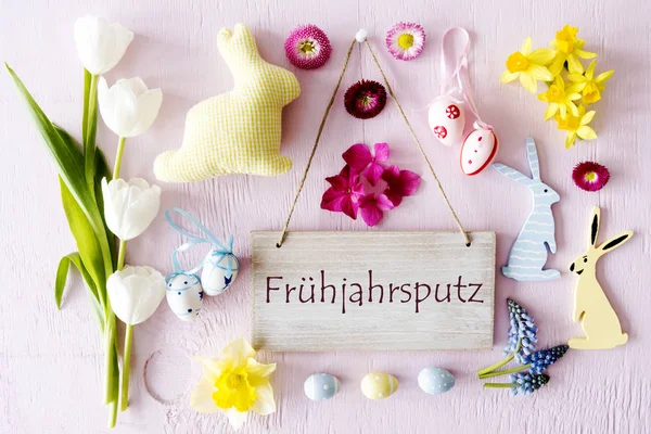 Pasqua piatto laico, Fruhejahrsputz significa pulizia di primavera — Foto Stock