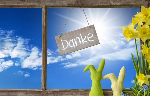 Window, Blue Sky, Danke Means Thank You — Stock Photo, Image