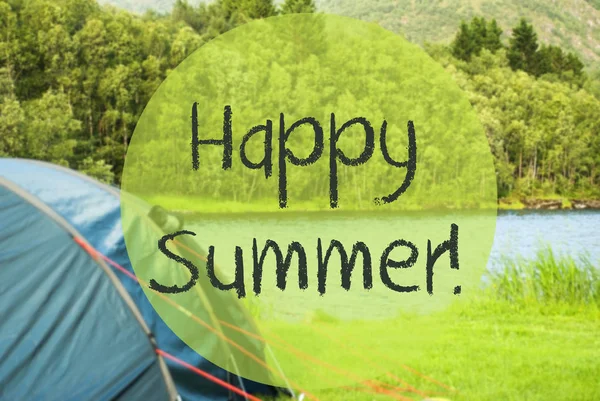 Lago Camping, Texto Feliz verano —  Fotos de Stock