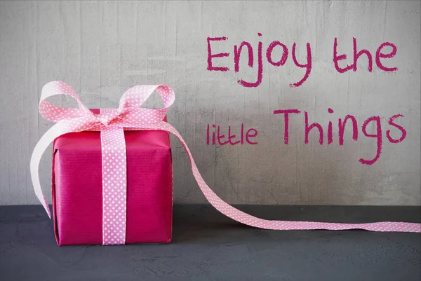 Pink Present, Quote Enjoy The Little Things — Stock Photo, Image