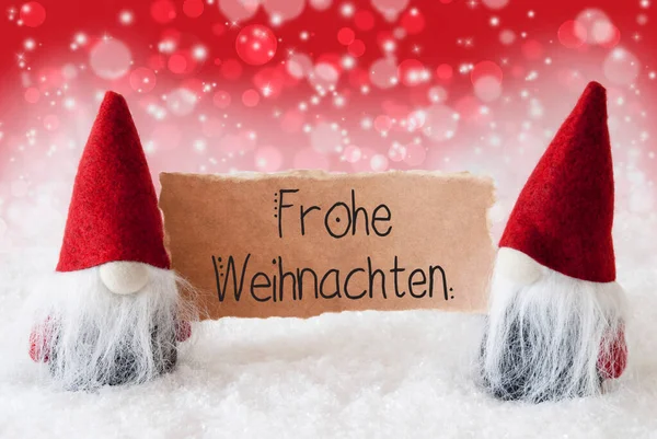 Santa Claus, Red Hat, Frohe Weihnachten Means Merry Christmas, Red Background — Zdjęcie stockowe
