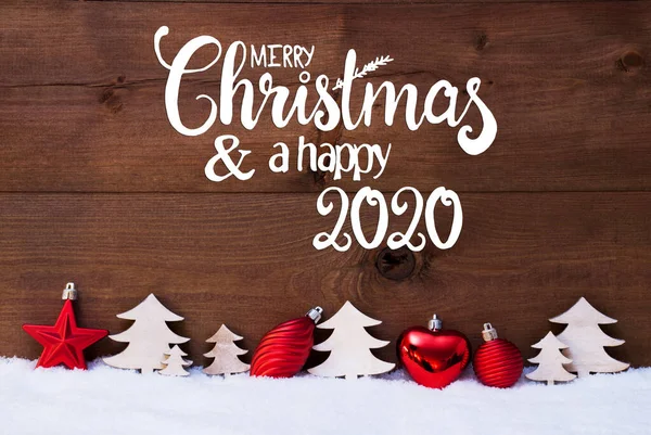Tree, Red Ball, Snow, Merry Christmas And A Happy 2020 — 스톡 사진