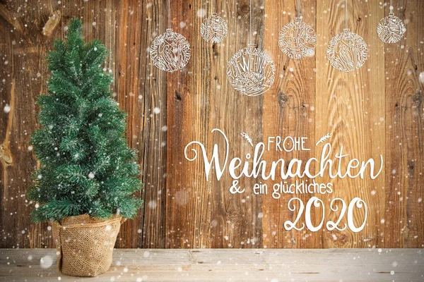 Albero di Natale, Ornamento, Frohe Weihnachten significa Buon Natale, Neve — Foto Stock