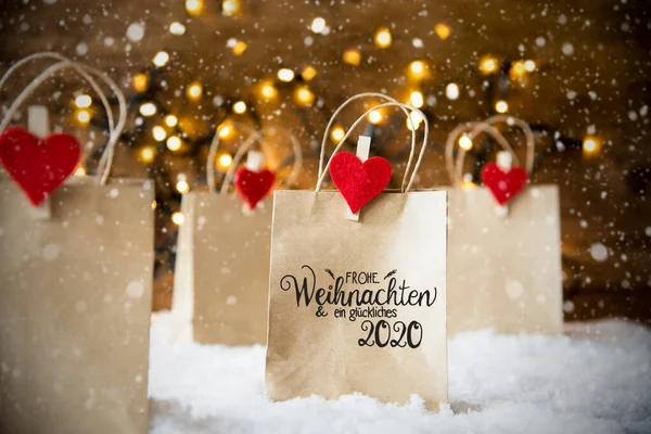 Weihnachts-Einkaufstüte, Schnee, Schneeflocken, Kleckse 2020 — Stockfoto