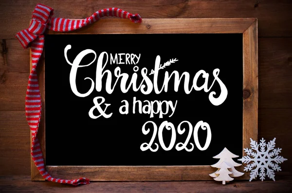 Lavagna, decorazione di Natale, albero, buon Natale e un felice 2020 — Foto Stock
