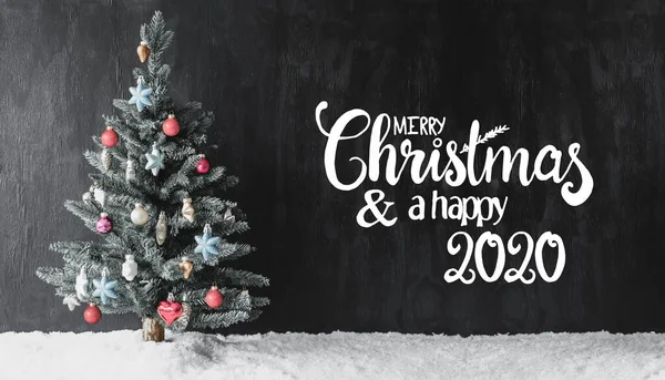 Albero di Natale, Neve, Ballo colorato, Buon Natale e Felice 2020 — Foto Stock