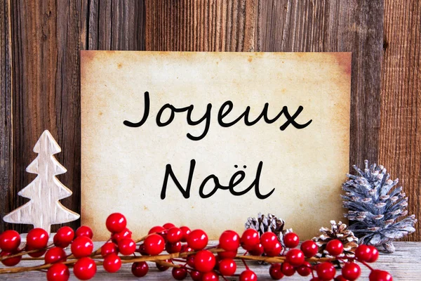 Χριστουγεννιάτικη διακόσμηση, χαρτί με κείμενο Joyeux Noel μέσα Καλά Χριστούγεννα — Φωτογραφία Αρχείου