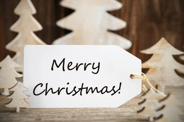 Christmas Tree, Label With English Text Merry Christmas — Stockfoto