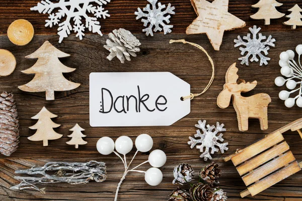 Label, Frame Of Christmas Decoration, Danke Means Thank You — стокове фото