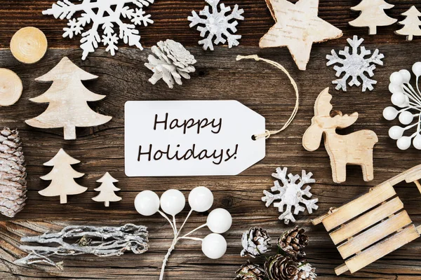 Label, Frame Of Christmas Decoration, Text Happy Holidays — Stockfoto