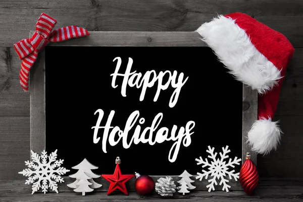 Chalkboard, Christmas Decoration, Ball, Tree, Calligraphy Happy Holidays — Photo
