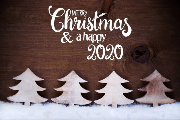 Albero di Natale Bianco, Neve, Buon Natale e Felice 2020 — Foto Stock