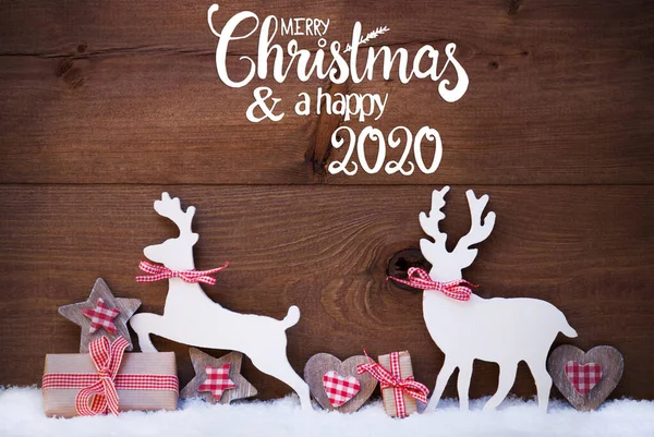 礼物、鹿、心、雪、圣诞快乐、 2020年快乐 — 图库照片