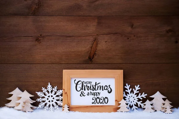 Białe Świąteczne Ozdoby, Drzewo, Wesołych Świąt i Szczęśliwego 2020 — Zdjęcie stockowe