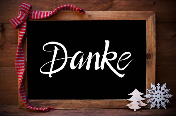 黒板、クリスマスの装飾、木、ダンクはあなたに感謝を意味します — ストック写真