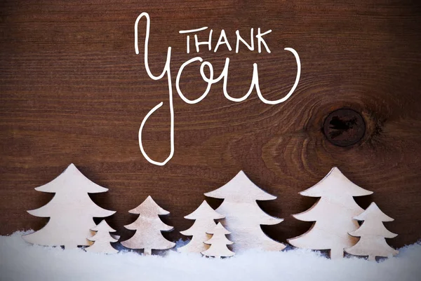 White Christmas Trees, Snow, Calligraphy Thank You — 스톡 사진