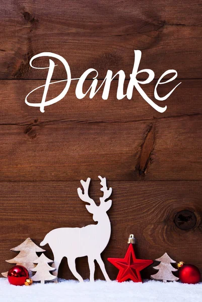 Snow, Deer, Tree, Red Ball, Danke Means Thank You — ストック写真