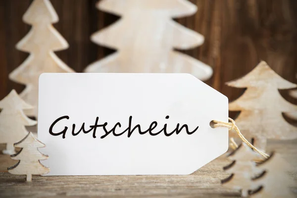 White Christmas Tree, Label, Gutschein Means Voucher — Stock Photo, Image