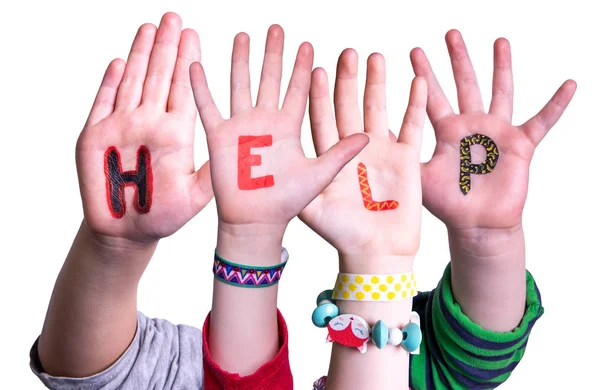 Children Hands Building Word Help, Isolated Background — Stockfoto