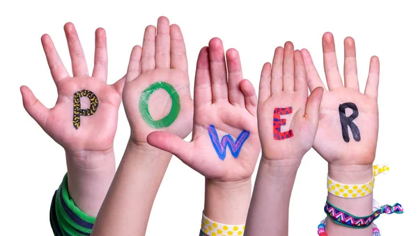 Children Hands Building Word Power, Isolated Background — Stock Photo, Image
