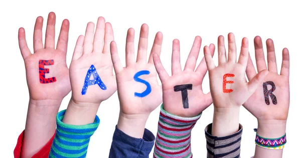 Children Hands Building Word Easter, Isolated Background — Stock Photo, Image