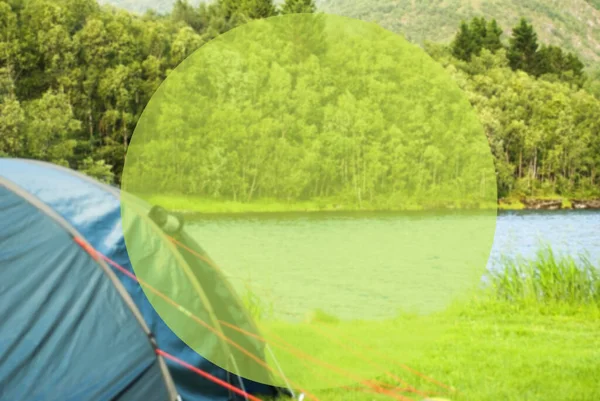 Lake Camping With Copy Space — Stock Photo, Image