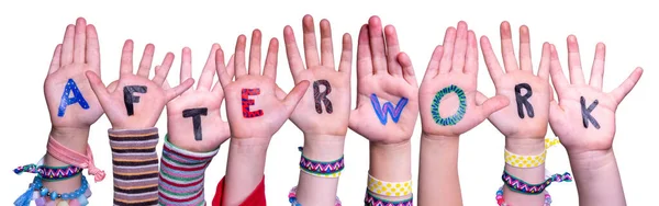 Children Hands Building Word Afterwork, Isolated Background — Stock Photo, Image