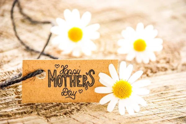 Label With Calligraphy Happy Mothers Day. Daisy Blossoms — Stockfoto