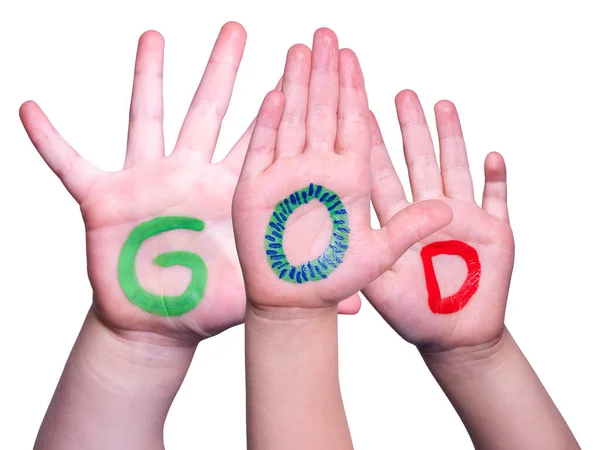 Kinderen Handen Het bouwen van Woord God, geïsoleerde achtergrond — Stockfoto