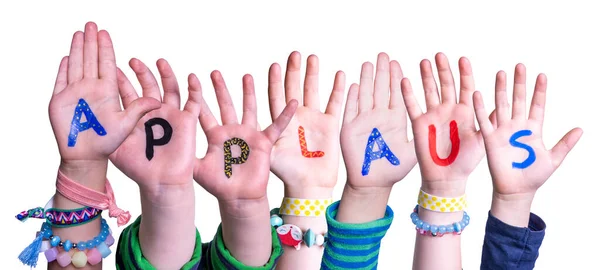 Children Hands Building Word Applaus Betekent Applaus, Geïsoleerde Achtergrond — Stockfoto