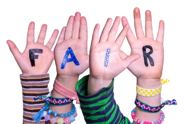 Kinderen handen bouwen Word Fair, geïsoleerde achtergrond — Stockfoto