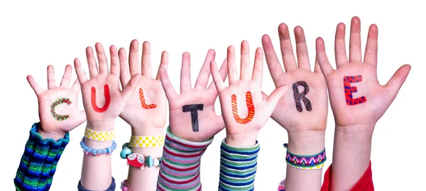 Children Hands Building Word Culture, Isolated Background — Stock Photo, Image