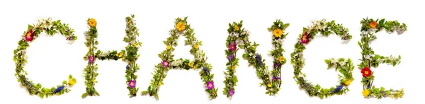 Flower And Blossom Letter Building Word Change — Stock Photo, Image
