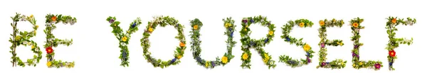 Çiçek ve Çiçek Mektup Geliştirme Sözü Kendin Ol — Stok fotoğraf