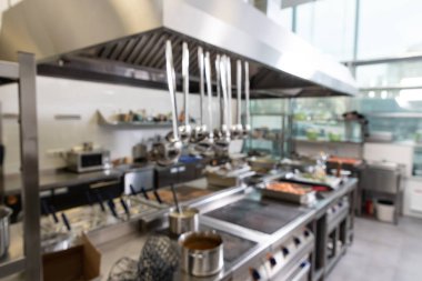 Boş restoran mutfağı arka plan için bulanık