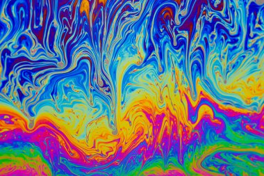 Psychedelic, multicolored soap bubble abstract background clipart