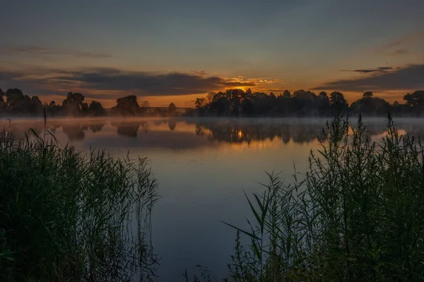 Manhã Calma Sobre Lago Lado Mosteiro Joseph Volotsky Belo Lago — Fotografia de Stock