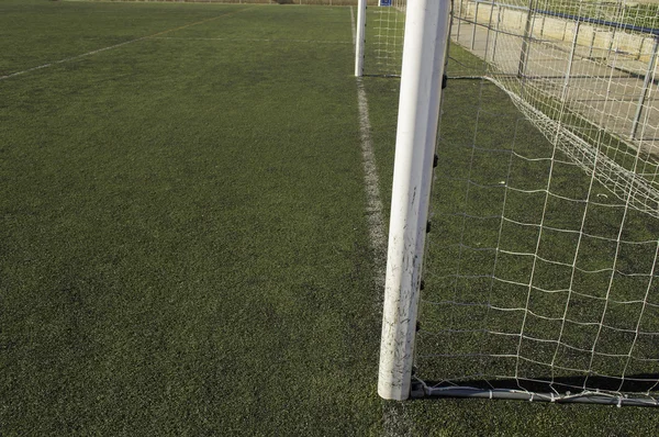 Vista lateral do gol de futebol — Fotografia de Stock