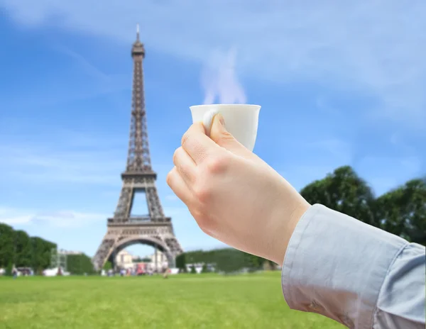 Drinking a coffee at the lovely paris — Stock Photo, Image