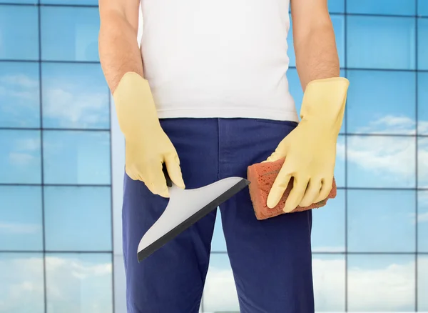 Cleaning worker working on the building — Stock Photo, Image