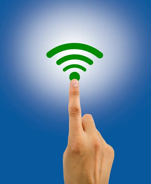 Empurrando o ícone wifi — Fotografia de Stock