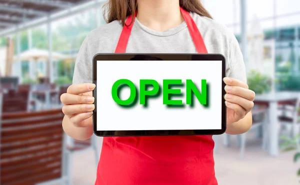 El restaurante está abierto ahora — Foto de Stock