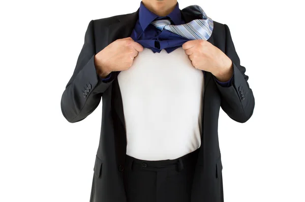 Businessman superhero on white background — Stock Photo, Image