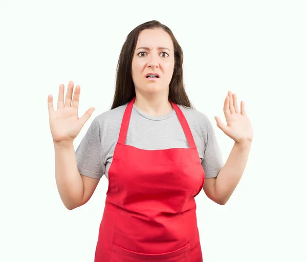 Saleswoman with a great panic — Stock Photo, Image