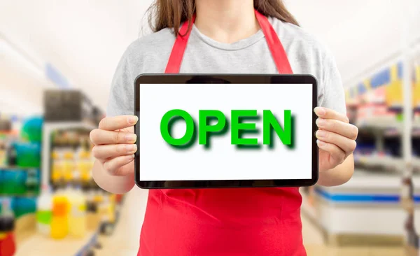 The supermarket is open now — Stock Photo, Image