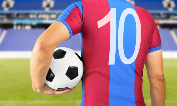 Voetbal football-speler in blauw en rood team — Stockfoto