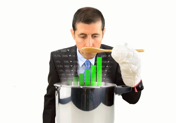 Businessman tasting the meal — Stock Photo, Image