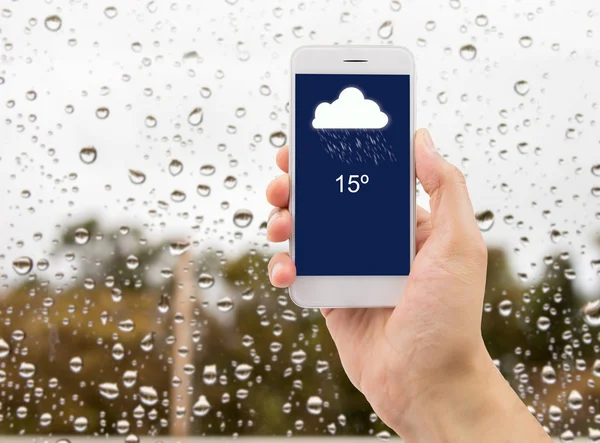 Pronóstico del tiempo en mi smartphone — Foto de Stock