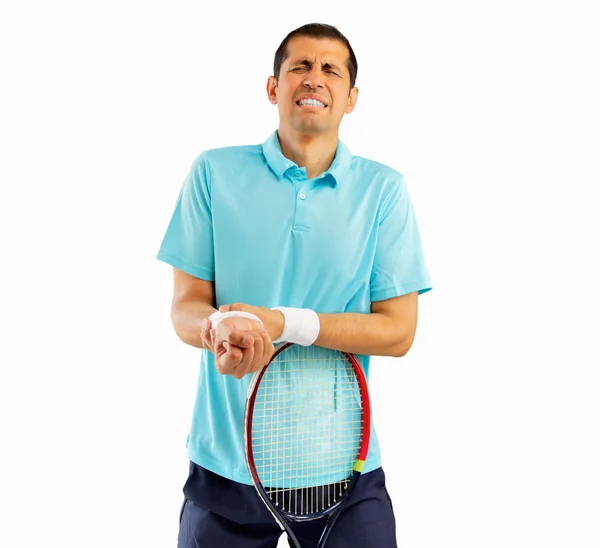 Tennisspielerin mit Handgelenkschmerzen — Stockfoto